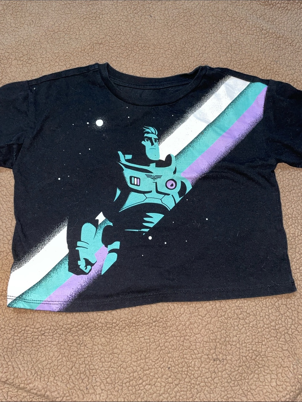Kids Short Sleeve Graphic Tee with Space Hero Design - Black